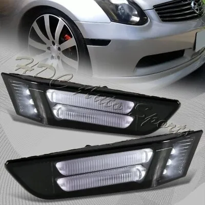 For 2003-2007 Infiniti G35 Coupe Smoke LED Strip Front Bumper Side Marker Lights • $25.99