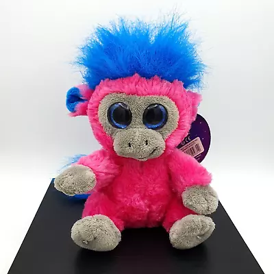 Bnwt 6  Moonlings Monkey Keel Toys Plush Pink Fur Blue Glitter Eyes - Retired • £6.49