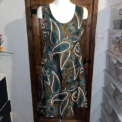Horrockses Fashions Vintage Womens Green Sleeveless Midi Dress Size 16 • £34.99