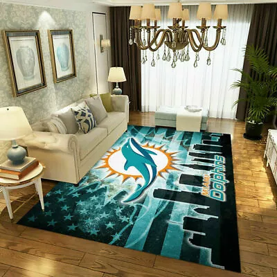 Miami Dolphins Area Rugs Soft Carpets Living Room Anti-Skid Area Rugs Floor Mats • $19.94