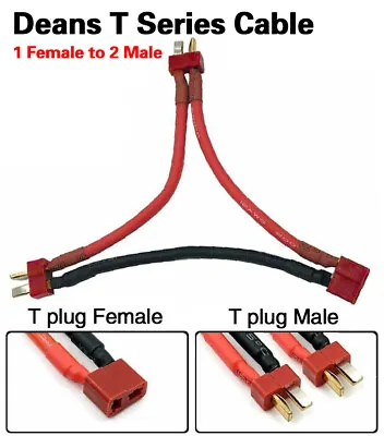 Deans T Plug Extension Series 1 Female To 2 Male Connector Cable Adapter RC Lipo • $4.99