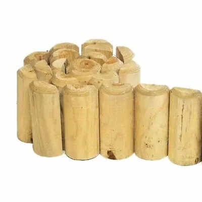 Garden Lawn Wooden Log Edging Roll Border Outdoor Fixed Picket Fence Edge 1.8m • £14.25