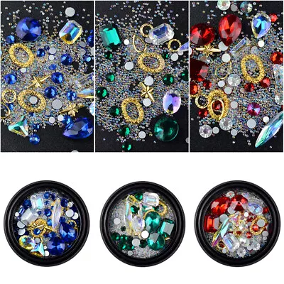6 Boxes 3D DIY Gemstone Mix Nails Arts Rhinestones Decoration Glitter For Crafts • $3.84