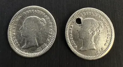 2 X Victoria .925 Silver Coins 1  1/2p Three Half Pence 1838 1839 Old Rare #755 • £60