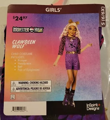 Monster High Clawdeen Wolf InSpirit Design Girl's Costume Size Small 6/6X • $24.99