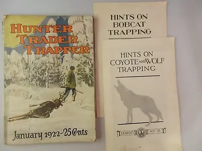 Hunter Trader Trapper Jan 1922 Magazine And 2 Trapping USDA Leaflets  • $15