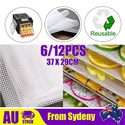 6/12xReusable Non Stick Silicone Dehydrator Sheets For Fruit Dryer Mesh Food * • $15.99