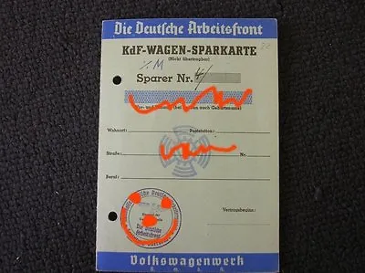 Original Unnamed !  Kdf Saving Card Sparkarte Kdf-wagen Heb Cox Swim Vw Split • $399