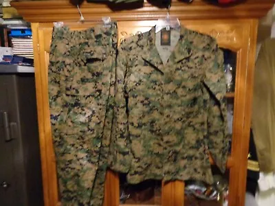 USMC MARPAT Uniform WOODLAND Combat Shirt & Pants In Size MEDIUM LONG   ML • $79.75