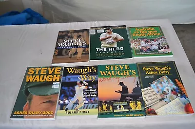 $59 • Buy BULK LOT Of 7 Cricket Books,5 X Steve Waugh, 2 Are Autographed Plus 2 Others