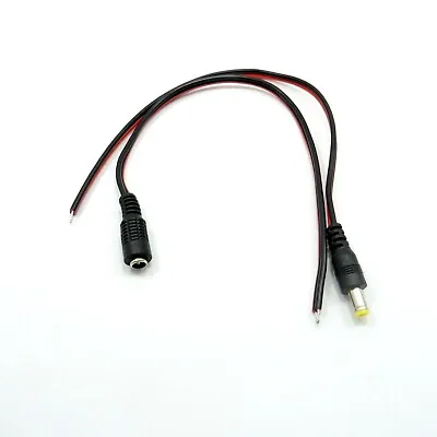 2.1x5.5mm DC Power Plug Male Female 26cm Cable 12V CCTV LED Strip Jack Lead • £2.77