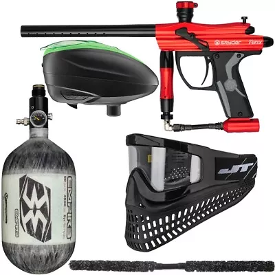 Kingman Spyder Fenix Ultimate Paintball Gun Kit  Black/Lime / 68ci / Red • $517.79