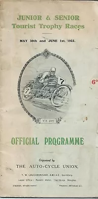 £45 • Buy Original. Tourist Trophy Races. 1922. Junior & Senior Programme. Isle Of Man. Tt