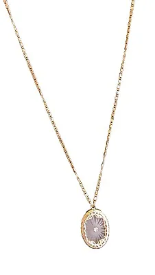 1928 Jewelry Necklace Glass Mandala Pendant Gold Tone Chain 15  Long • $19.98