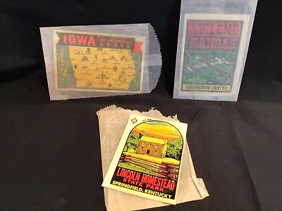 VINTAGE STATE TRAVEL DECALS STICKERS CAR & LUGGAGE X3 • $8