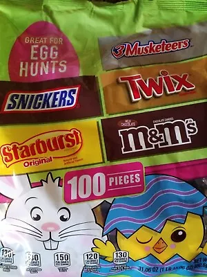 Mars Chocolate Egg Hunt Twix 3 Musketeers Snickers M&M Starburst 100 Pieces • £13.50