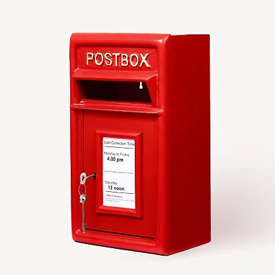 Contemporary Letterbox Red Post Box With Lock - Durable Cast Iron Mailbox • £115
