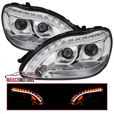 Black Projector Headlights Fits 1998-2006 Benz W220 S320 S500 S600 LED Strip • $310.49