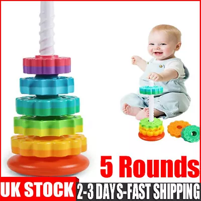 Baby Spinning Stacking ToysABS Plastic And Color Rainbow Design Ring Stacker UK • £9.80