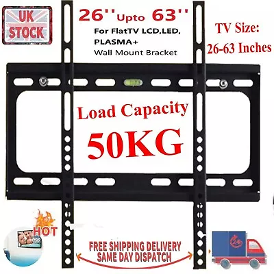 TV Wall Bracket Mount Slim For TV 26 30 32 40 42 50 63 Inch LCD LED Plasma UK • £8.69