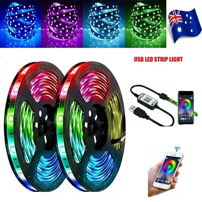 LED Strips Lights RGB USB 1M-20M 30-150 Wifi LEDs Bluetooth 5V For Bedroom TV • $14.24