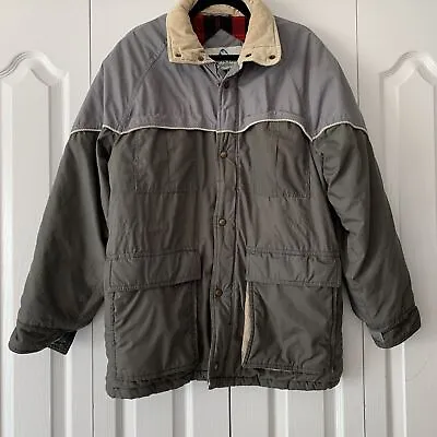 Pacific Trail Sportswear Coat Size Medium Gray Buffalo Plaid Flannel Lined VTG • $33.25