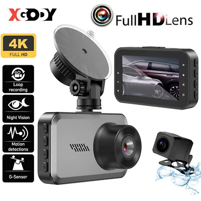 $69.99 • Buy XGODY 4K Ulrta Dual Dash Cam Car DVR Video Recorder Night Vision Front And Rear