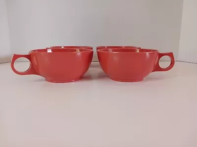 Vintage MCM Melmac Duraware Coffee Cups Burnt Orange Set Of 4 • $25