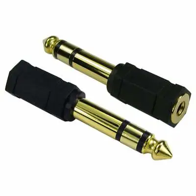 3.5mm Jack To 6.35mm Stereo Headphone Adaptor Connector Converter 6.3mm X2 Pack • £2.65