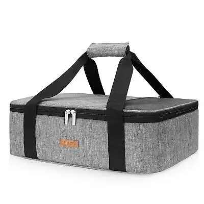 Insulated Casserole Carrier Lasagna Lugger Tote Fits 9x13 Baking Dish Grey • $31.19
