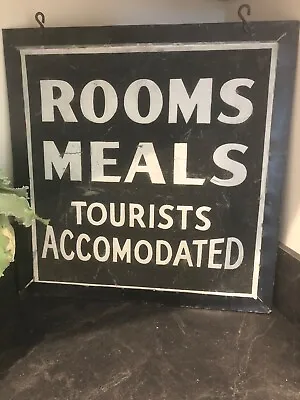 C.1900 Metal Hotel Double Sided Advertising Sign Rooms Tourist Accommodated • $2300