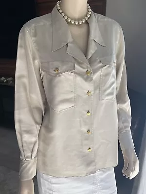 CHANEL Blouse Shirt Top Vintage Shamrock Buttons Authentic • $299