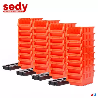 $39.99 • Buy 32 PC Wall Mounted Storage Bins Rack Set  Nuts Bolts Organizer Parts 97902