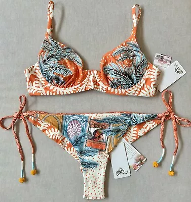 Agua Bendita Jessie Arabella Bikini Top (M) & Tie Side Reversible Bottom (XL) • $210