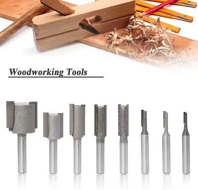 £7.69 • Buy 8 Pieces Straight Router Bits 1/4 Inch Shank Woodworking Dual Flute Cutter 6.35m