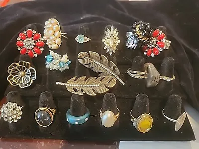 Lot Of 20 Costume Rings Some Expandable. AssT Stones/pearls/ect 2 Double Finger  • $25