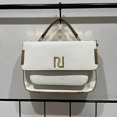 £9.99 • Buy River Island Cream With  Brown Strap Small Tote / Shoulder Bag -Good Cond. 16x26
