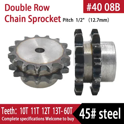 #40 Chain Sprocket 10T-60T Pitch 12.7mm Double Row Tooth For #40 Roller Chain • $238.45