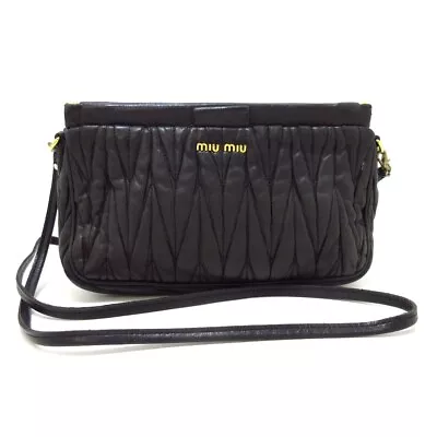 Auth Miumiu Matelasse Black Leather Women's Shoulder Bag • $288