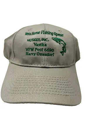 Vets Home Fishing Opener Muskies Hat Cap Strapback Beige VFW Post 6690 Bg1 C • $9.89