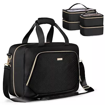 Professional Makeup Artist Travel Case Large Organizer Bag With Detachable Black • $77.31