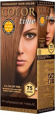 COLOR TIME  Permanent Gel Hair Dye Caramel Color 75  Enriched With Royal Jelly A • £12.26