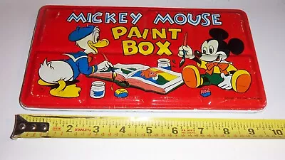 Vintage Mickey Mouse And Donald Duck Paint Box Tin- Litho Page England • $12.95