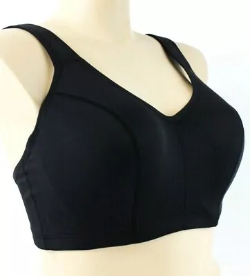 Black Wired High Impact Exercise Sports Bra Lightly Padded Size 18 20 22 D DD • $16.95