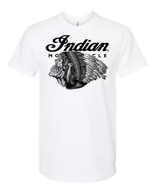 Indian Motorcycle Skull Print On White T-shirt • $10.95