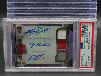 2021 Triple Threads Garciaparra Varitek Pedroia Amethyst Auto Relic #19/27 PSA 9 • $8.50