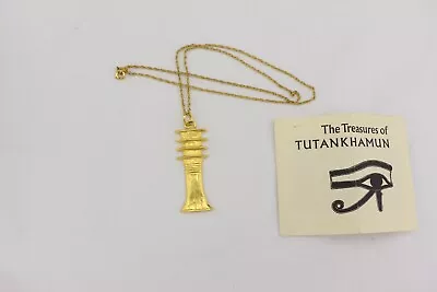 MMA 1976 Tut Egyptian Pendant Necklace DJED PILLAR Museum Modern Art W/ BOOKLET • $89