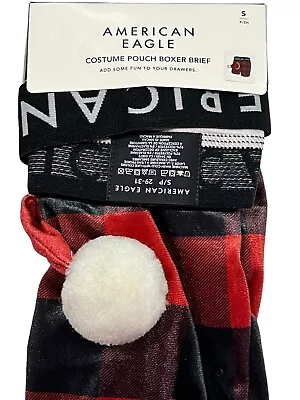 NWT AMERICAN EAGLE Costume Pouch Boxer Brief Sz S-M-L-XL Red Black Checks #34 • $29.75