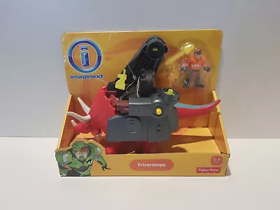 Fisher Price Imaginext -  Triceratops - Red Dinosaur With Battle Gear New X • $26