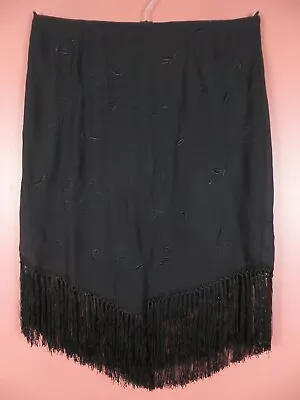 SK14088- VENEZIA Womens Polyester Asymmetrical Skirt Embroidered Fringe Black 14 • $16.91